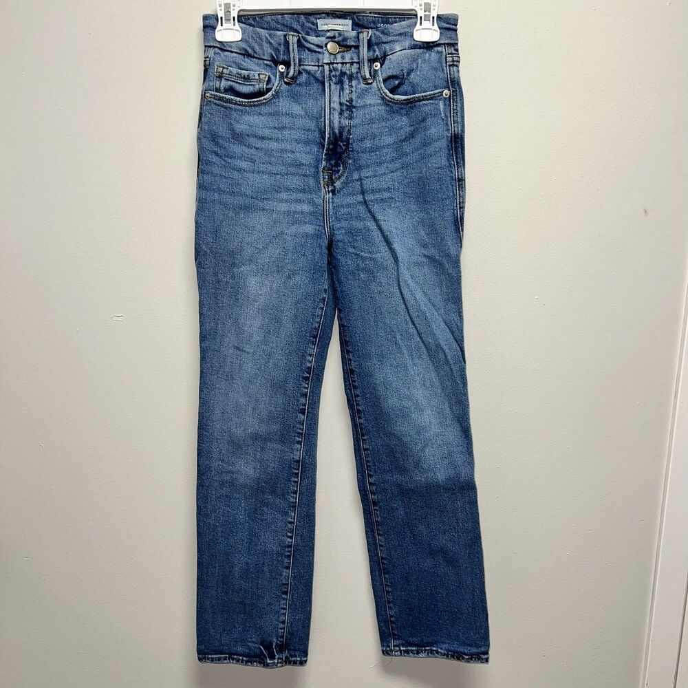 Good American Womens good curve Straight Leg blue Jeans Size 4 / 27